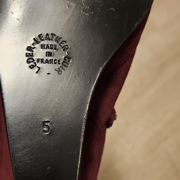 STEPHANE KELIAN PARIS Burgundy Suede Wedge Heeled Booties size 5 - Picture 9 of 10